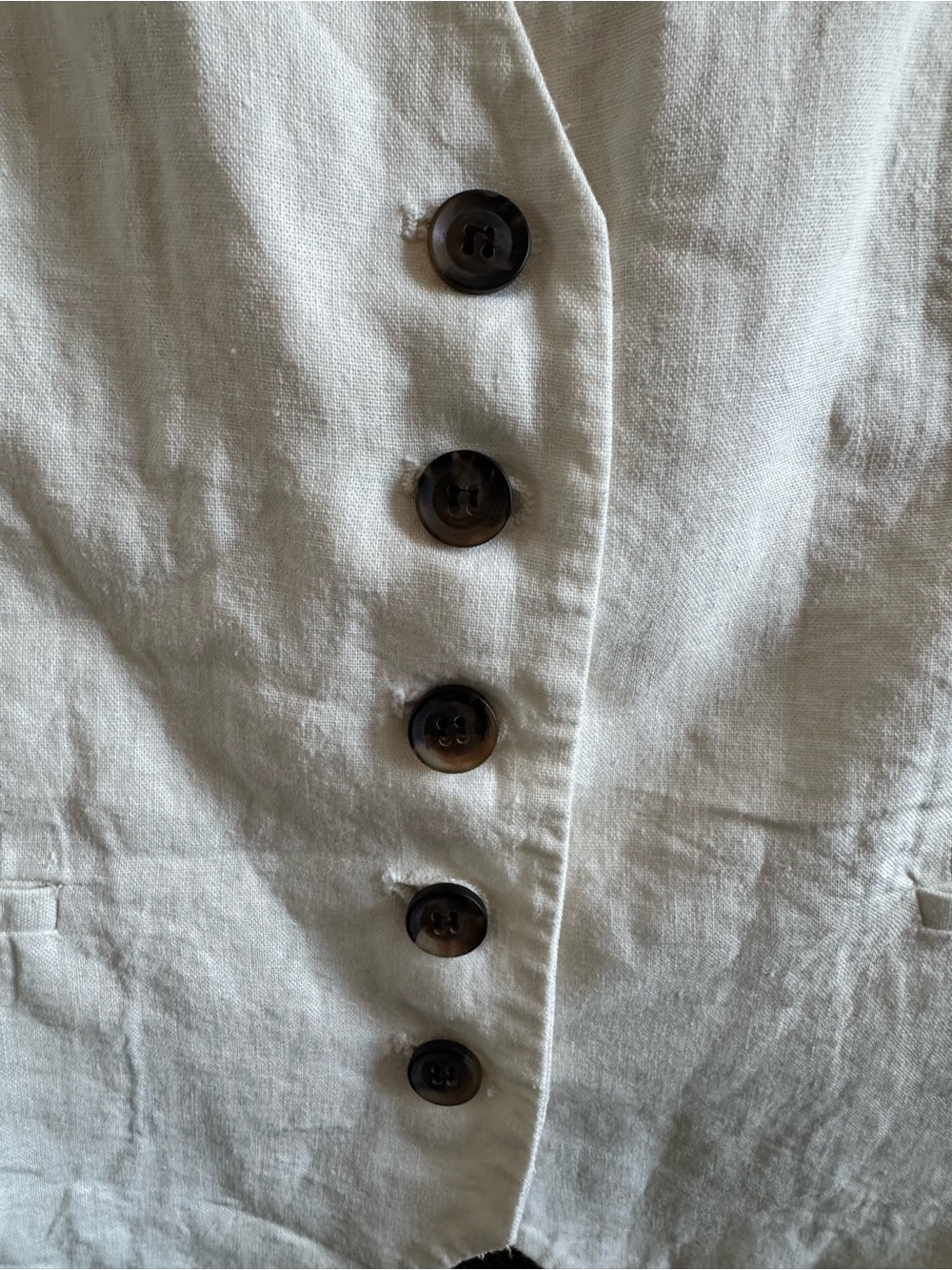 Zara Cream Linen Vest with Button Front - Picture 3 of 6